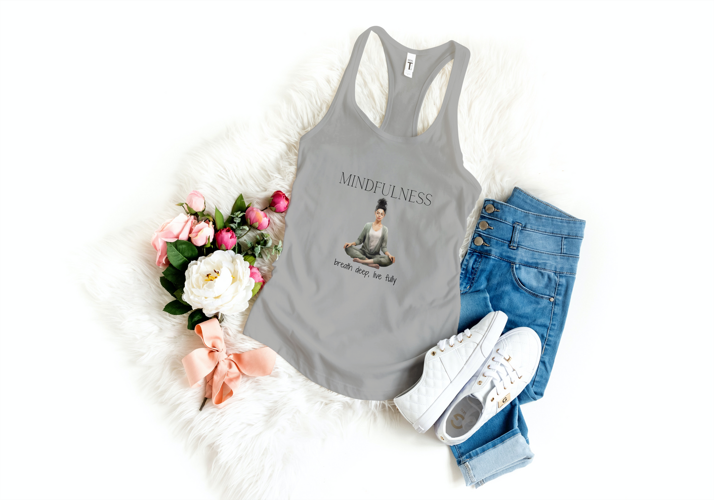 Mindfulness - breath deep, live fully - Women's Ideal Racerback Tank