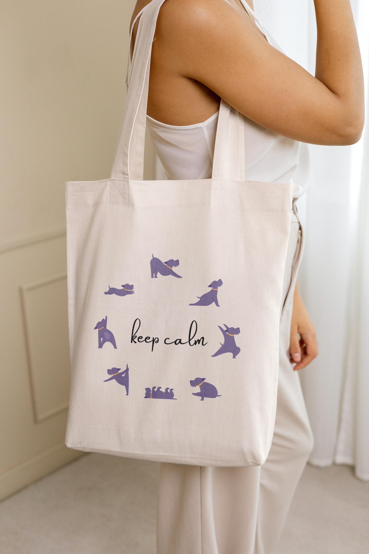 ZenDog Asana Harmony Tote Bag, Yoga Tote Bag, Yoga Gift, Gift For Yoga Lover, Reusable Bag, Inspirational Bag