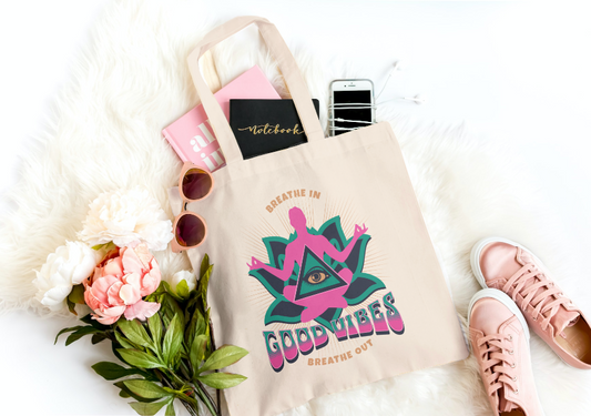 Good Vibes Tote Bag | Gift For Yoga Lover | Reusable Bag