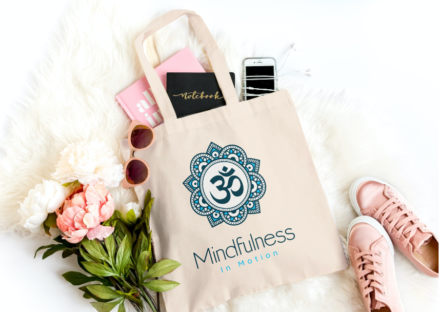 Mindfulness in Motion Tote Bag | Gift For Yoga Lover | Reusable Bag