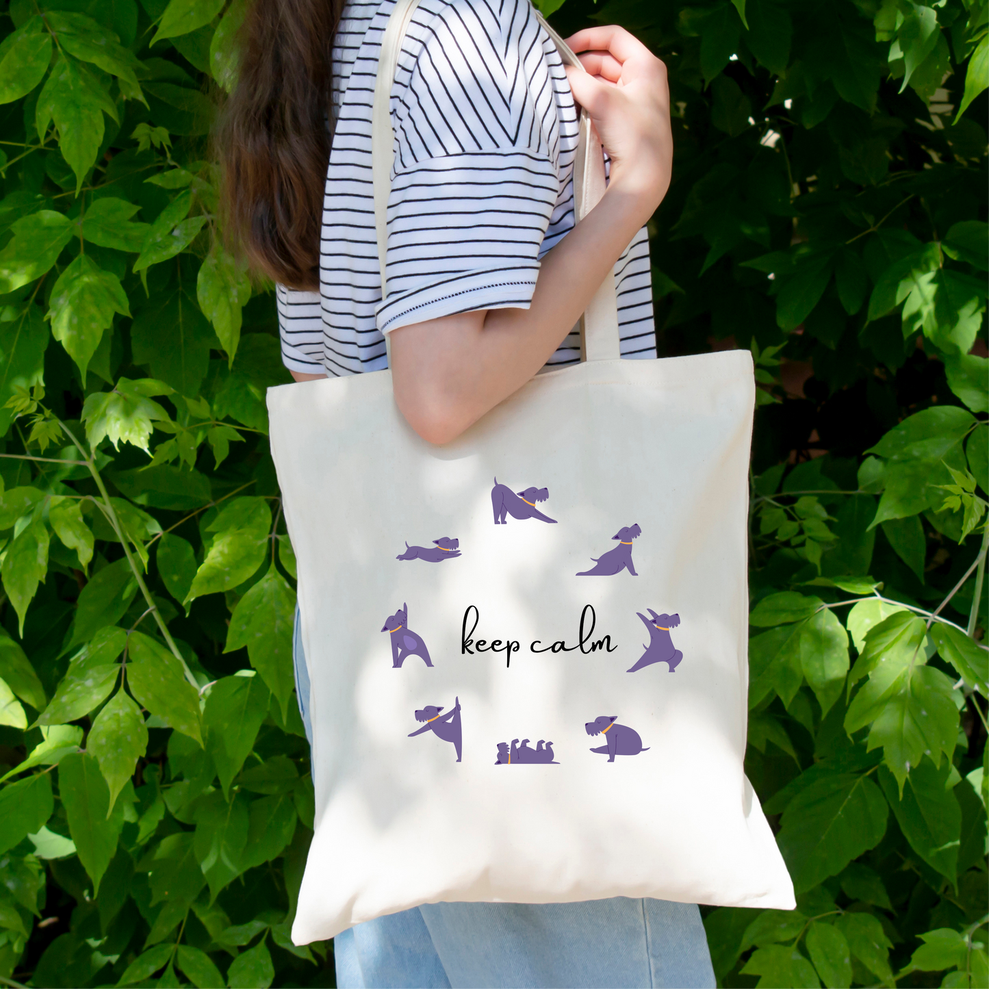 ZenDog Asana Harmony Tote Bag, Yoga Tote Bag, Yoga Gift, Gift For Yoga Lover, Reusable Bag, Inspirational Bag